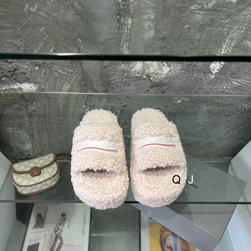 Balenciaga Furry Platform Sandal Beige White Red