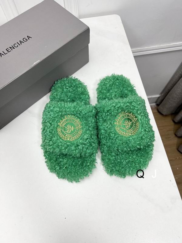 Balenciaga Furry Sandal Green