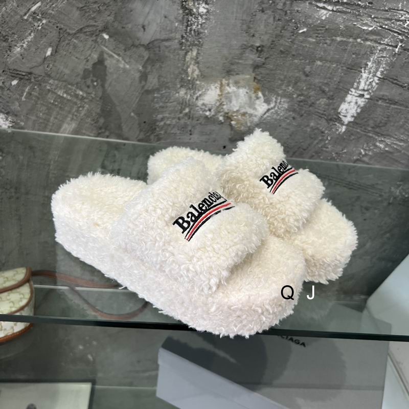 Balenciaga Furry Platform Sandal White White Red