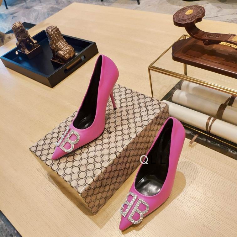 Balenciaga Pink Satin BB Knife D'orsay Pumps