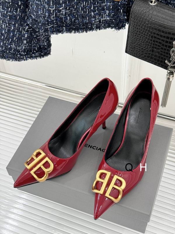 BALENCIAGA BB D'Orsay Red Patent Leather Pumps