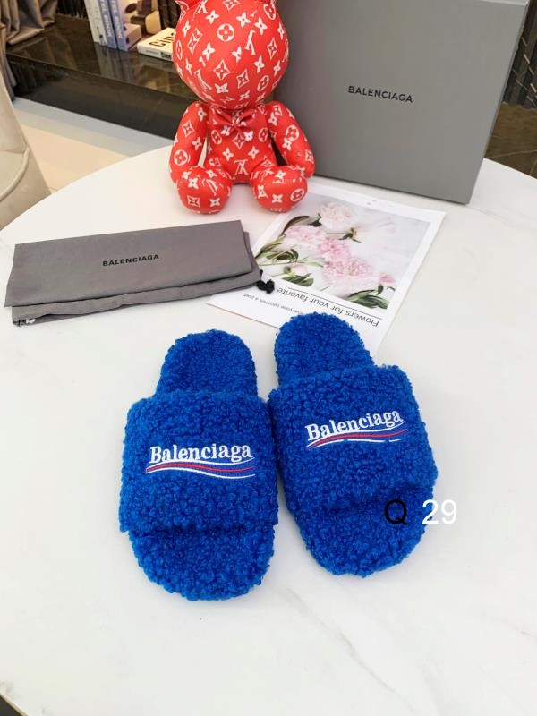 Balenciaga Furry Platform Sandal Blue White Red