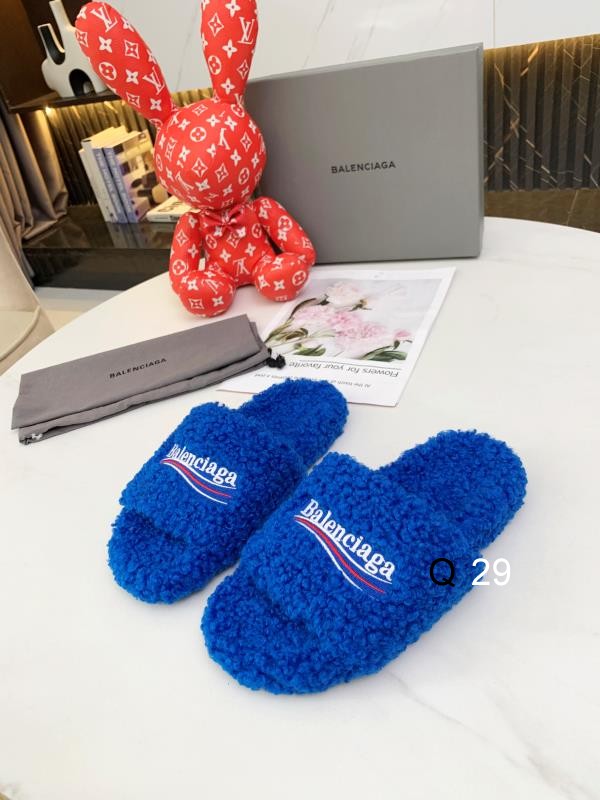 Balenciaga Furry Platform Sandal Blue White Red