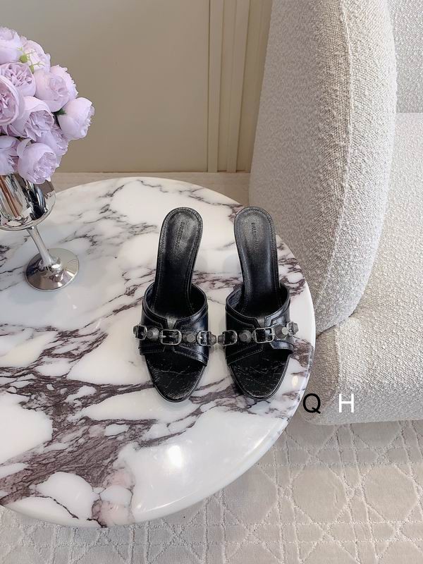 Balenciaga Leather Slides Black