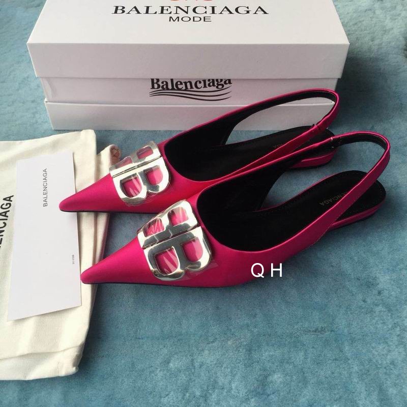 Balenciaga Red Velour BB Slingback Flats