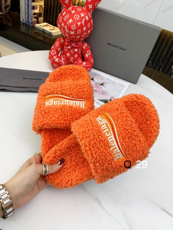 Balenciaga Furry Platform Sandal Orange White Red