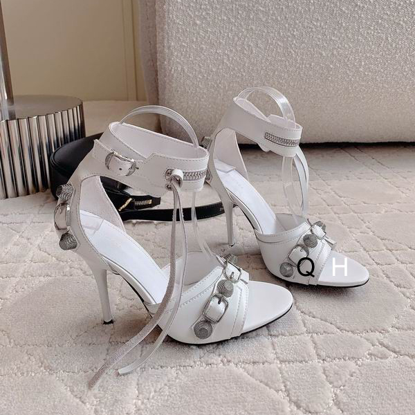 Balenciaga Cagole 110mm Leather Sandals White