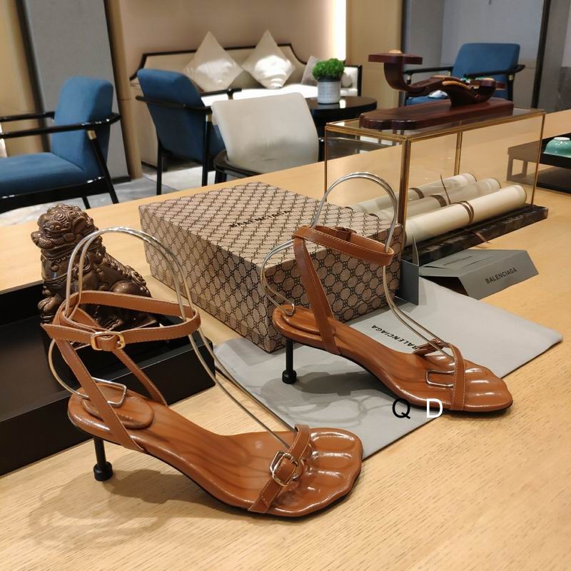 Balenciaga Calfskin Logo Afterhour 90mm Sandal 38 Brown Sold Out