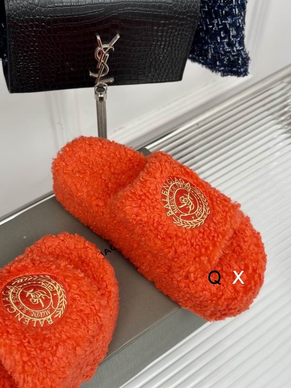 Balenciaga Furry Sandal orange-red