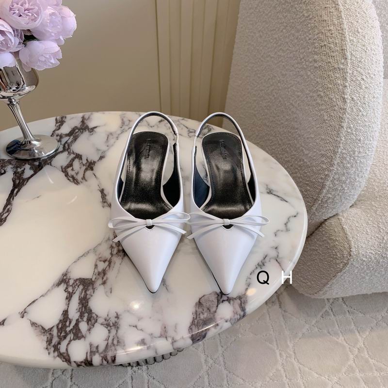 Balenciaga Knife Kitten Heel Satin Slingback Pumps White