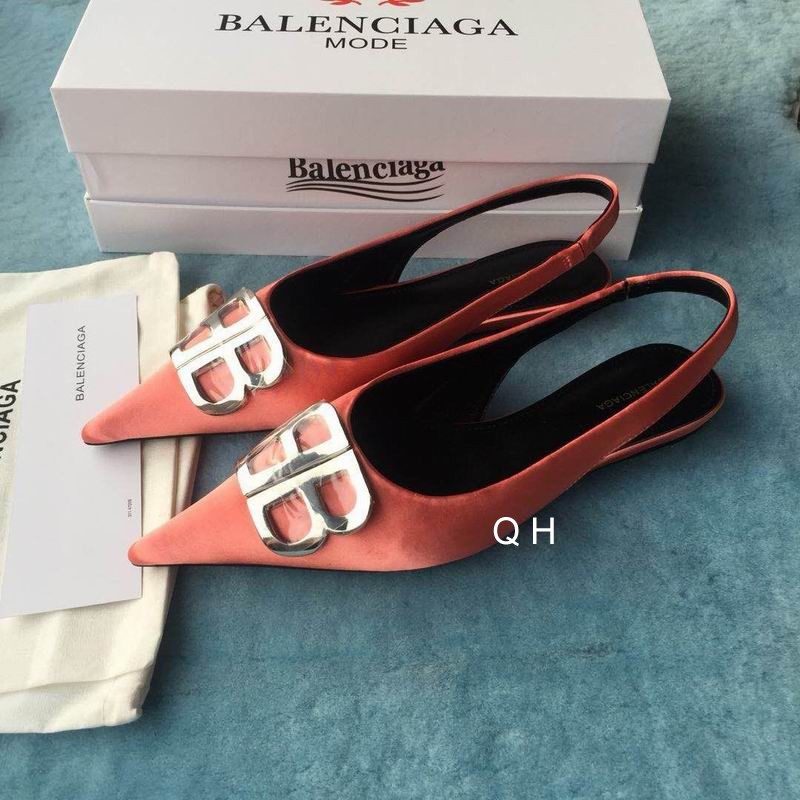 Balenciaga Orange Velour BB Slingback Flats