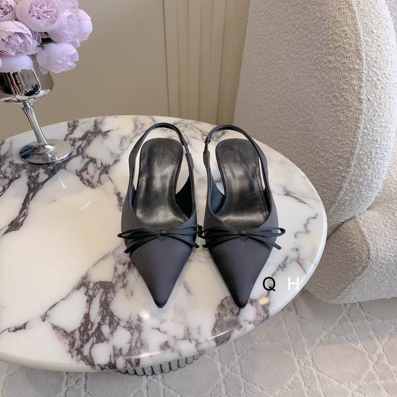 Balenciaga Knife Kitten Heel Satin Slingback Pumps Black