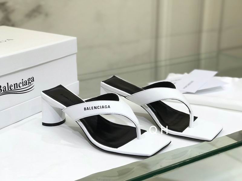 Balenciaga Women's High Heel Thong Sandals White