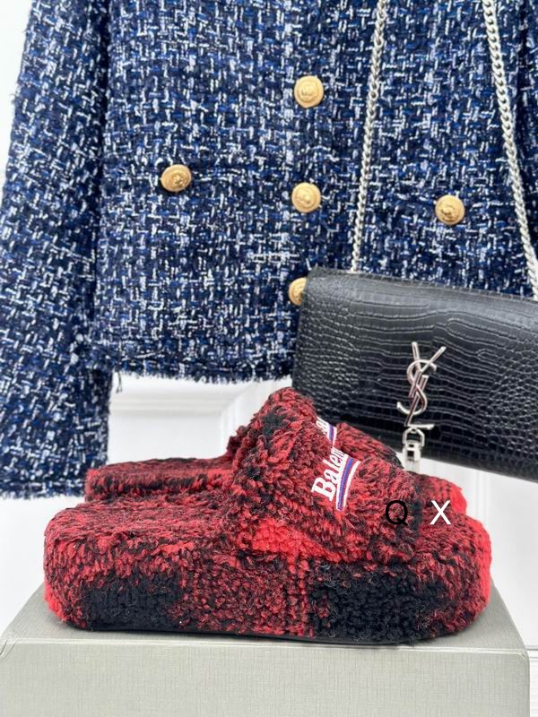 Balenciaga Furry Platform Sandal Red White Black