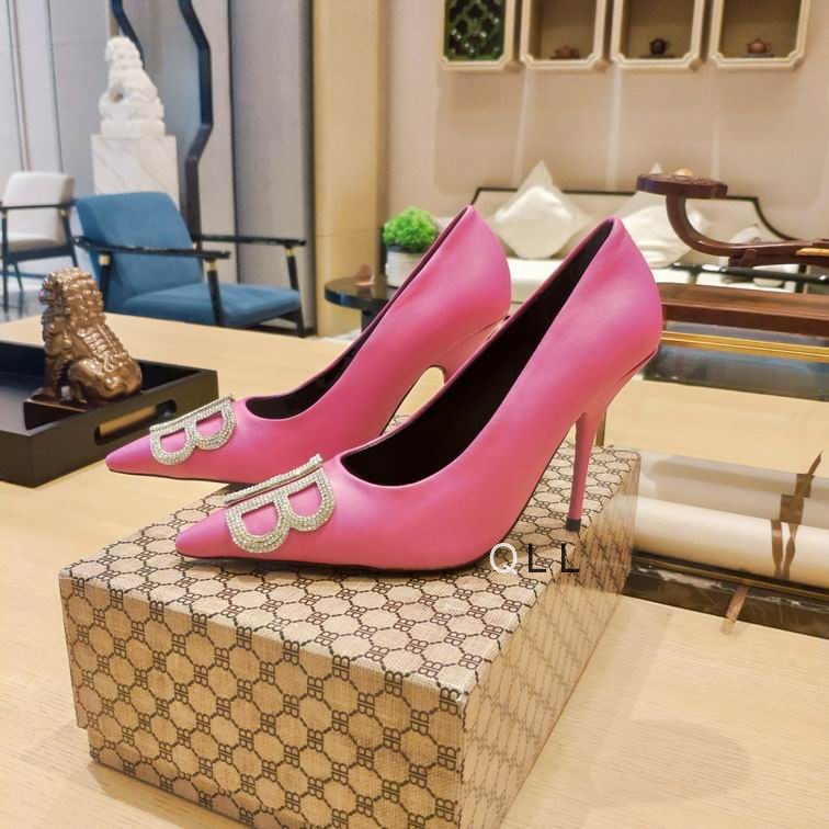 Balenciaga Pink Satin BB Knife D'orsay Pumps