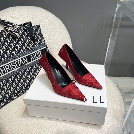 Balenciaga diamond-studded high heels Red