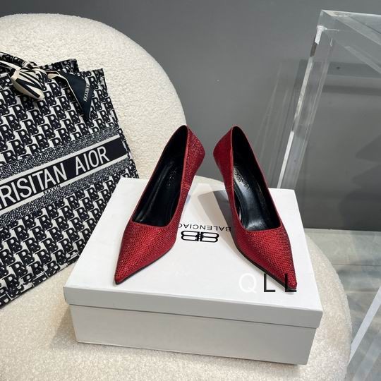 Balenciaga diamond-studded high heels Red
