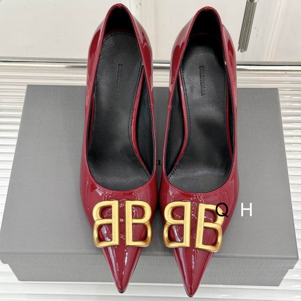 BALENCIAGA BB D'Orsay Red Patent Leather Pumps
