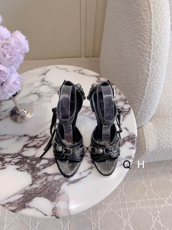 Balenciaga Cagole 110mm Leather Sandals Black