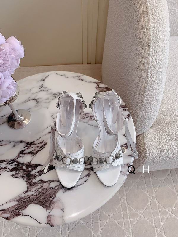 Balenciaga Cagole 110mm Leather Sandals White