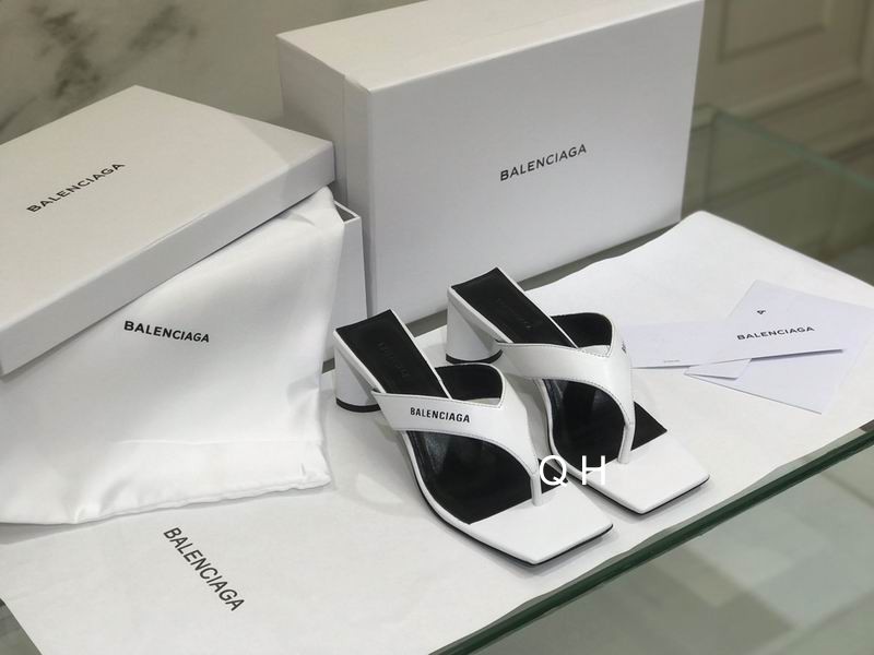 Balenciaga Women's High Heel Thong Sandals White