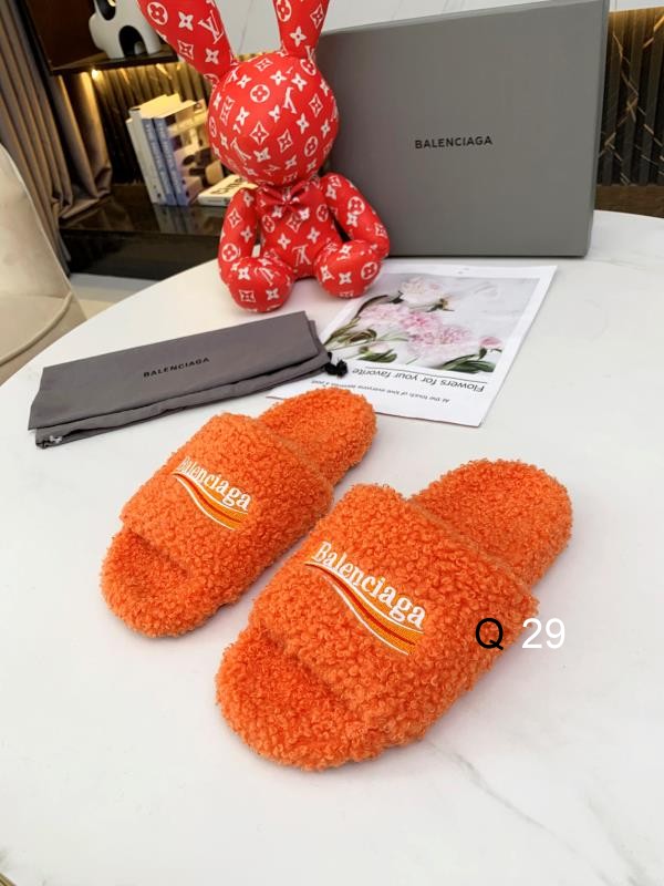 Balenciaga Furry Platform Sandal Orange White Red