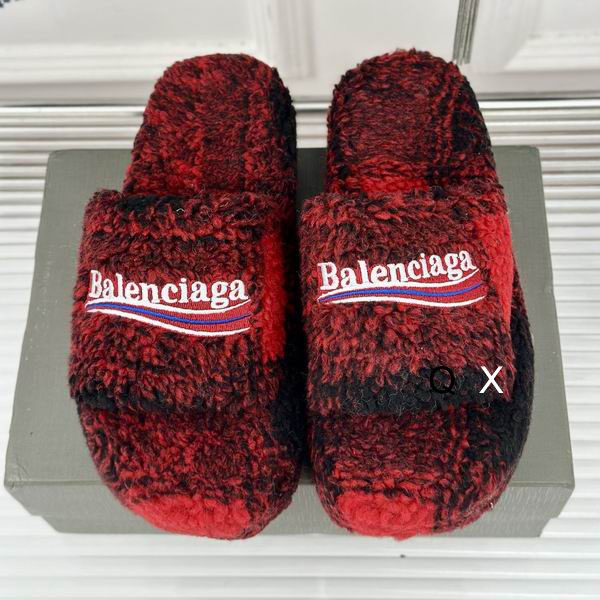 Balenciaga Furry Platform Sandal Red White Black