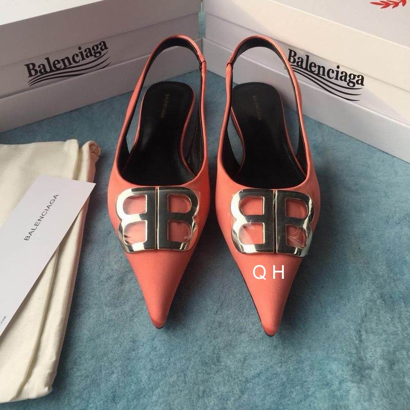 Balenciaga Orange Velour BB Slingback Flats