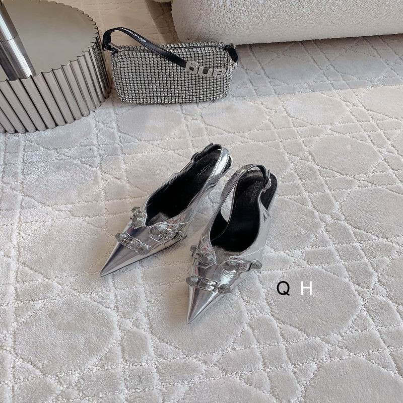 Balenciaga Cagole 70mm Slingback Pumps Silver