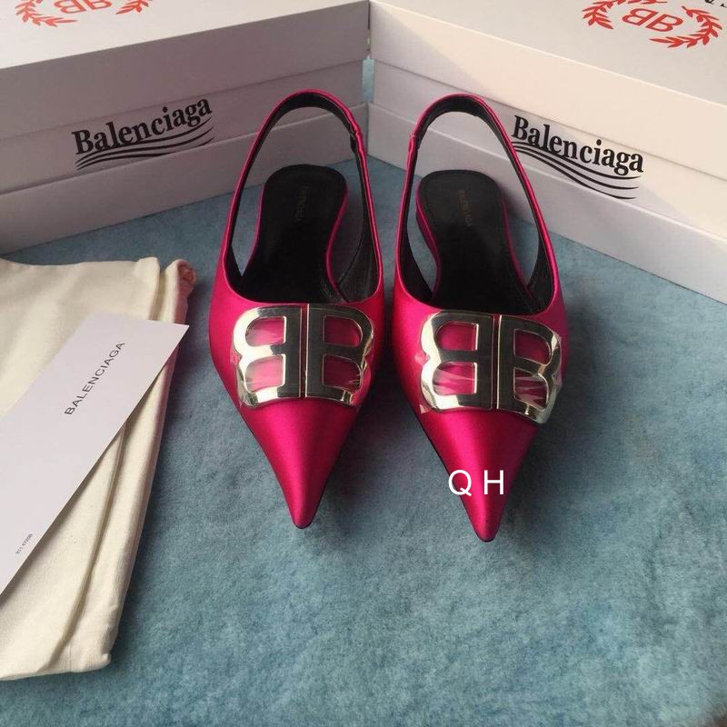 Balenciaga Red Velour BB Slingback Flats