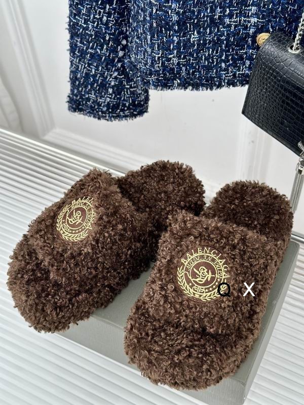 Balenciaga Furry Sandal Dark Brown