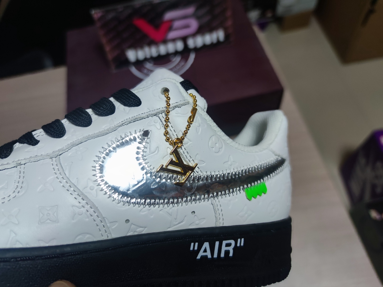 LV x Air Force 1 White Black