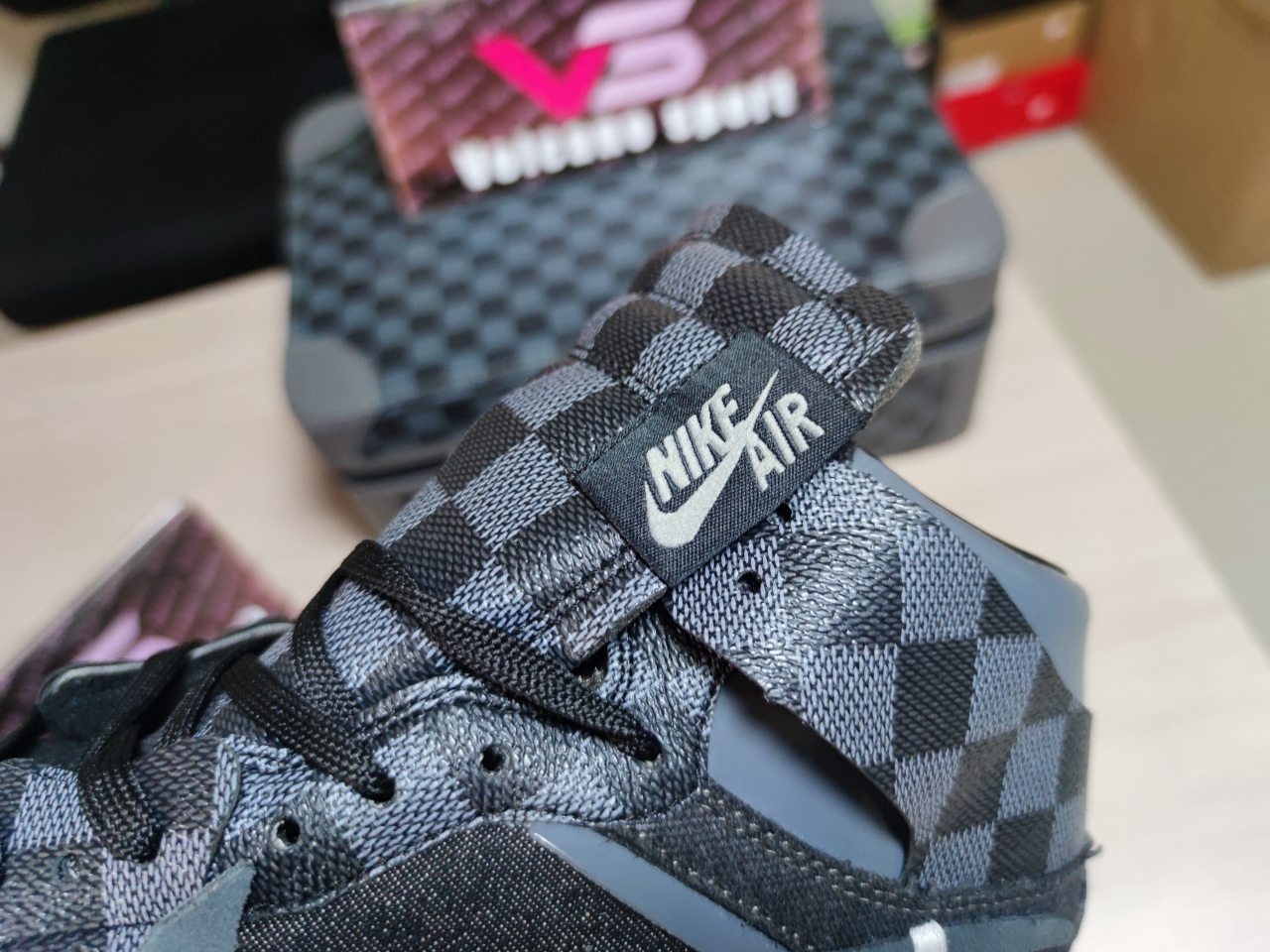 LV x Jordan 1 retro High Black and Grey