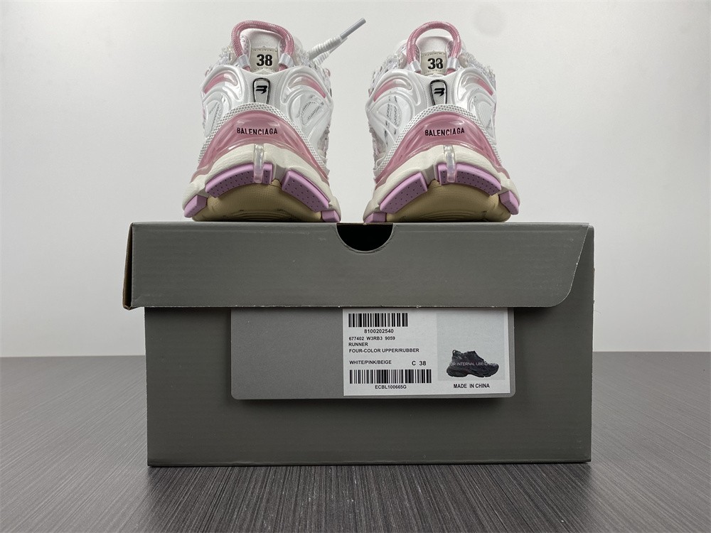 Balenciaga Women Runner Sneaker in White Mesh and Nylon