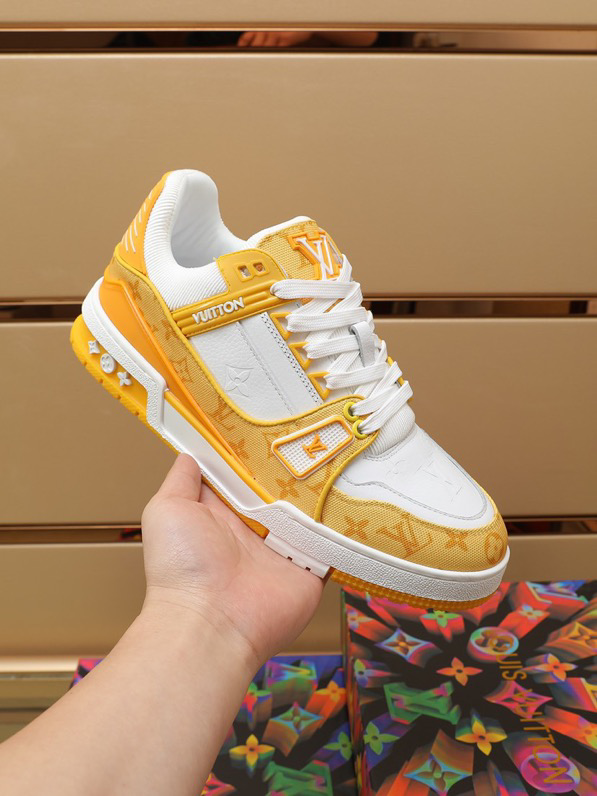 Louis Vuitton Trainer Yellow Monogram Denim White
