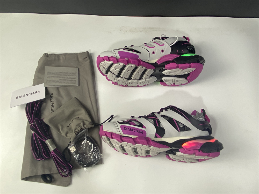Balenciaga Track Led Sneakers - Grey & Pink & Black