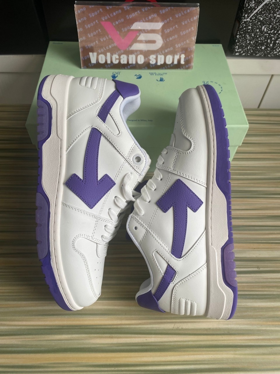 OFF-WHITE Out Of Office OOO Low Tops White Purple