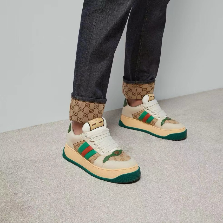 Gucci Screener GG Sneakers Beige Brown Green