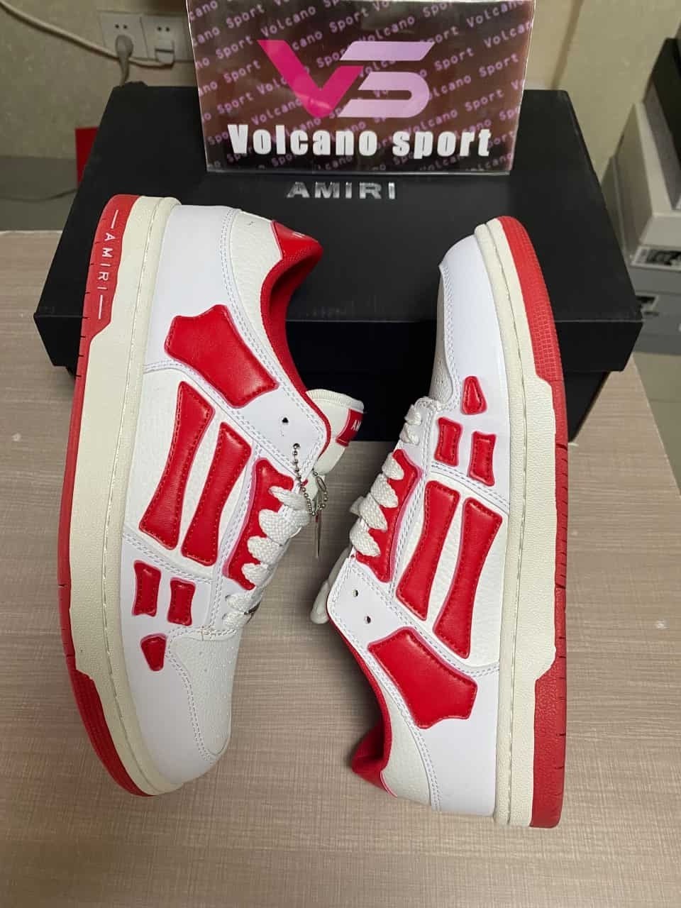 AMIRI Skel Top Low White Red