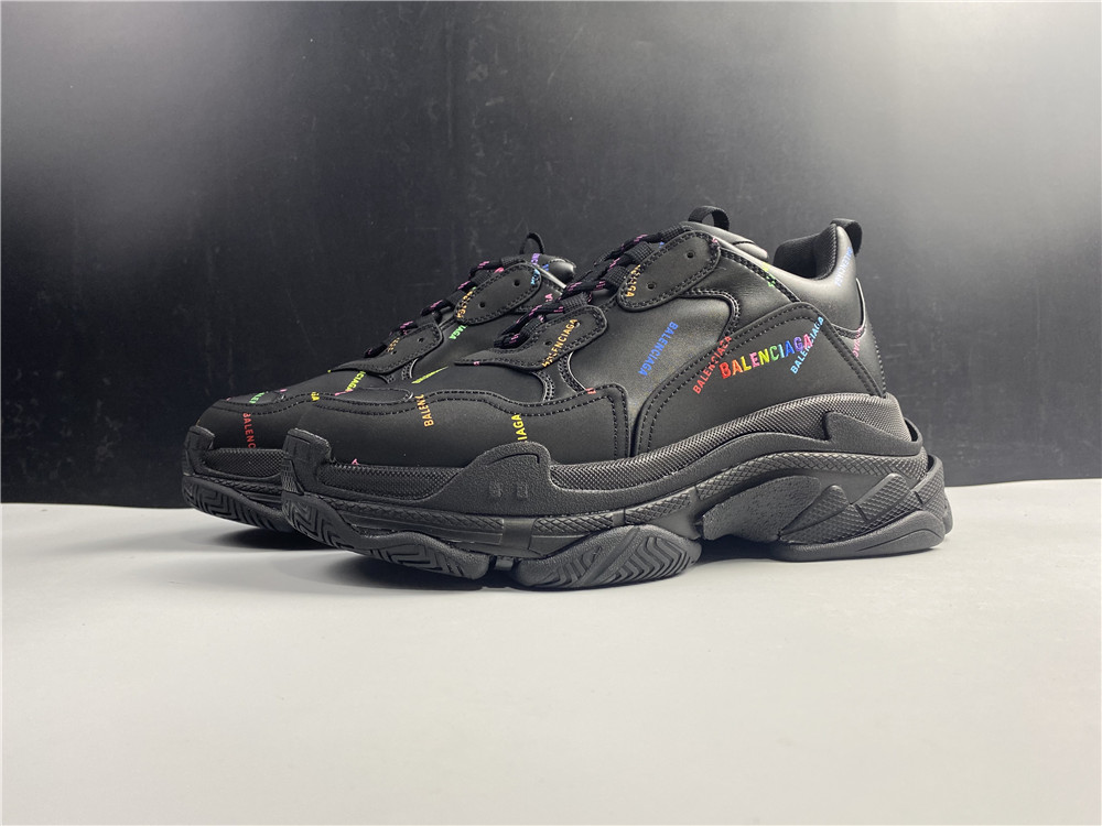 BALENCIAGA Technical Fabric Allover Logo Womens Triple S Sneakers