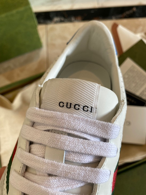 Gucci  Leather Web Sneakers White