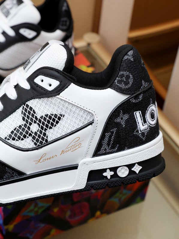 Louis Vuitton LV Trainer Velcro Strap Monogram Denim Black White