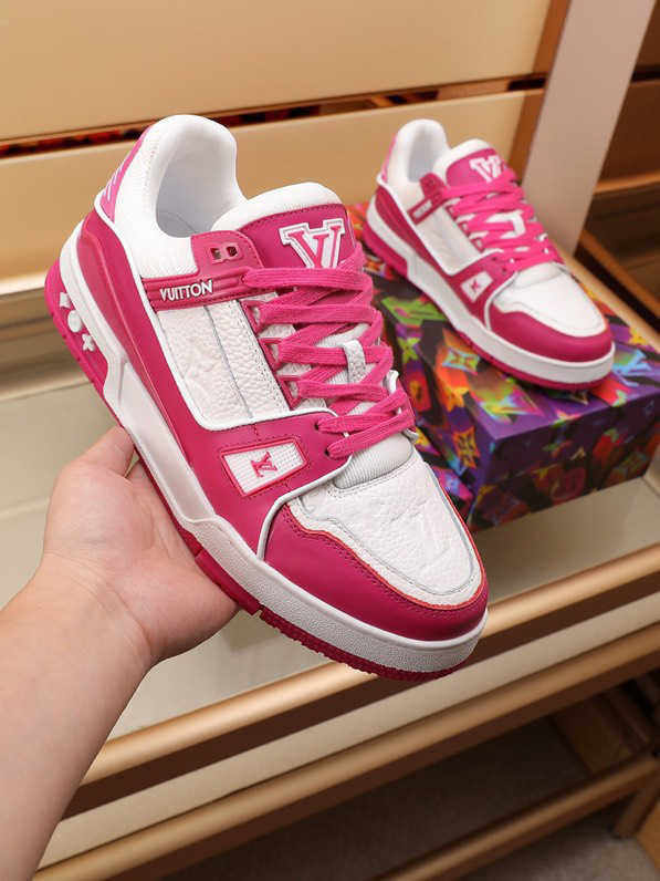 Louis Vuitton Trainer Low White Fuchsia