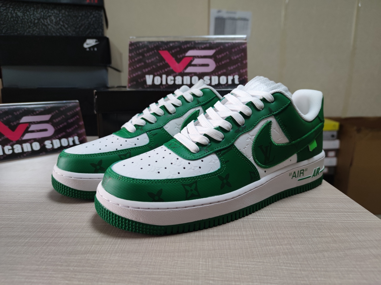 LV x Air Force 1 Low By Virgil Abloh White Green