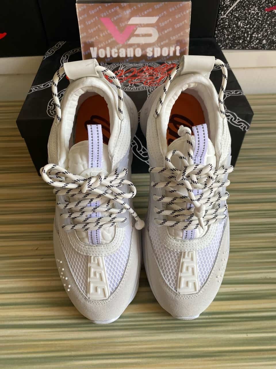 Versace chain reaction sneakers optic white