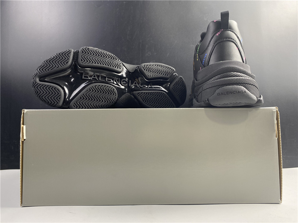 BALENCIAGA Technical Fabric Allover Logo Womens Triple S Sneakers