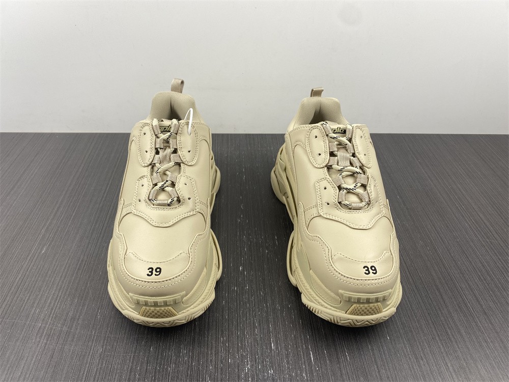 Balenciaga Beige Faux Leather Triple S Sneakers