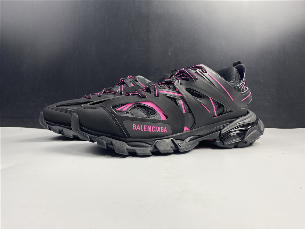 Balenciaga Track Low-Top Sneakers Black - Deep Pink 542436W3AC2
