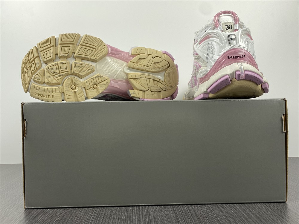 Balenciaga Women Runner Sneaker in White Mesh and Nylon