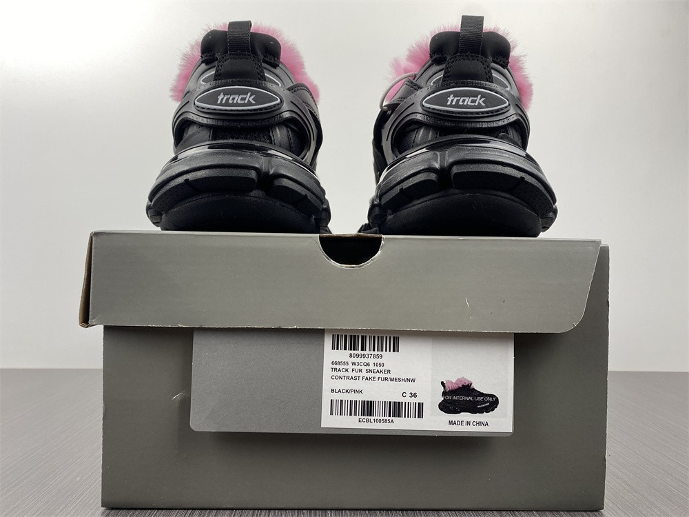 Balenciaga Track Fur Black/Pink 668555 W3CQ6 1050